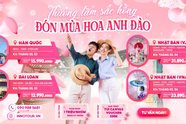 Lịch khởi hành chùm tour Hoa Anh Đào 2025 - INNOTOUR 