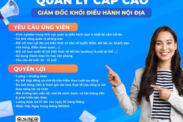 Tuyển dụng Quản lý cấp cao - Giám Đốc  Điều hành Khối nội địa