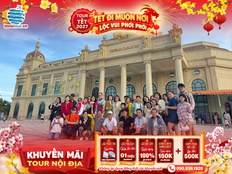 Tour Tết 2027: Tour Nha Trang 3N3Đ - VinWonder - 3 Đảo - Suối Khoáng Nóng I-Resort - Buffet Đồng Quê Xưa