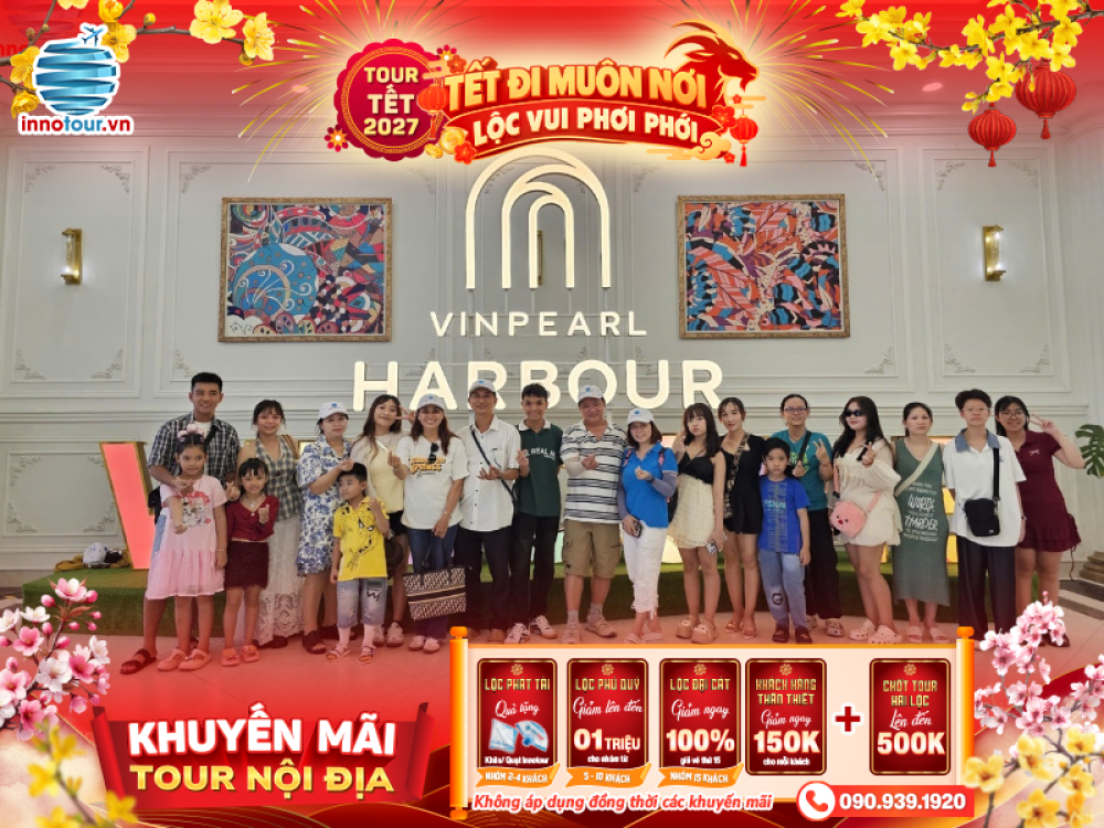 Tour Tết 2027: Tour Nha Trang 3N3Đ - CaraWorld - Tháp Bà Ponagar - Vinpearl Harbour - Dốc Lết
