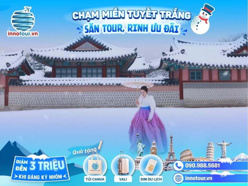 Tour Seoul - Đảo Nami - Everland 5N5Đ - Cảnh Phúc Cung - Tháp N Seoul