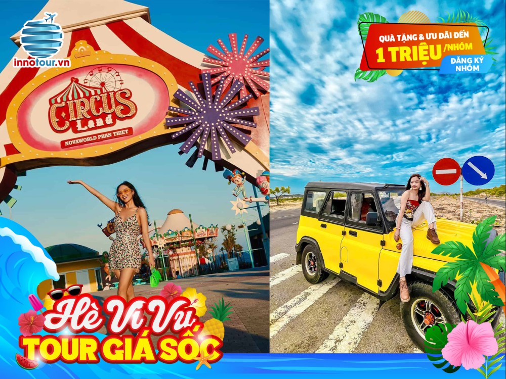 Tour Phan Thiết 3 ngày 2 đêm | NovaWorld - Công viên nước - Buffet hải sản - Trải nghiệm xe Jeep 7 điểm - Hanna Beach - Bàu Trắng