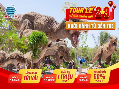 Tour Lễ 2/9: Tour Phan Thiết 2 ngày 1 đêm - Nova Dreams - Công viên nước - Công viên khủng long - Công viên trò chơi - Bàu trắng - Hana Beach | K/H từ Bến Tre