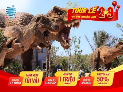 Tour Lễ 2/9: Tour Phan Thiết 2 ngày 1 đêm - Nova Dreams - Công viên nước - Công viên khủng long - Công viên trò chơi - Bàu trắng - Hana Beach