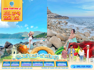 Tour Lễ 30/4 & Giỗ tổ Hùng Vương: Tour Bình Hưng - Ninh Chữ 2N2Đ - Vĩnh Hy - Vịnh Đá Vách - Tôm Hùm - KDL Tanyoli 