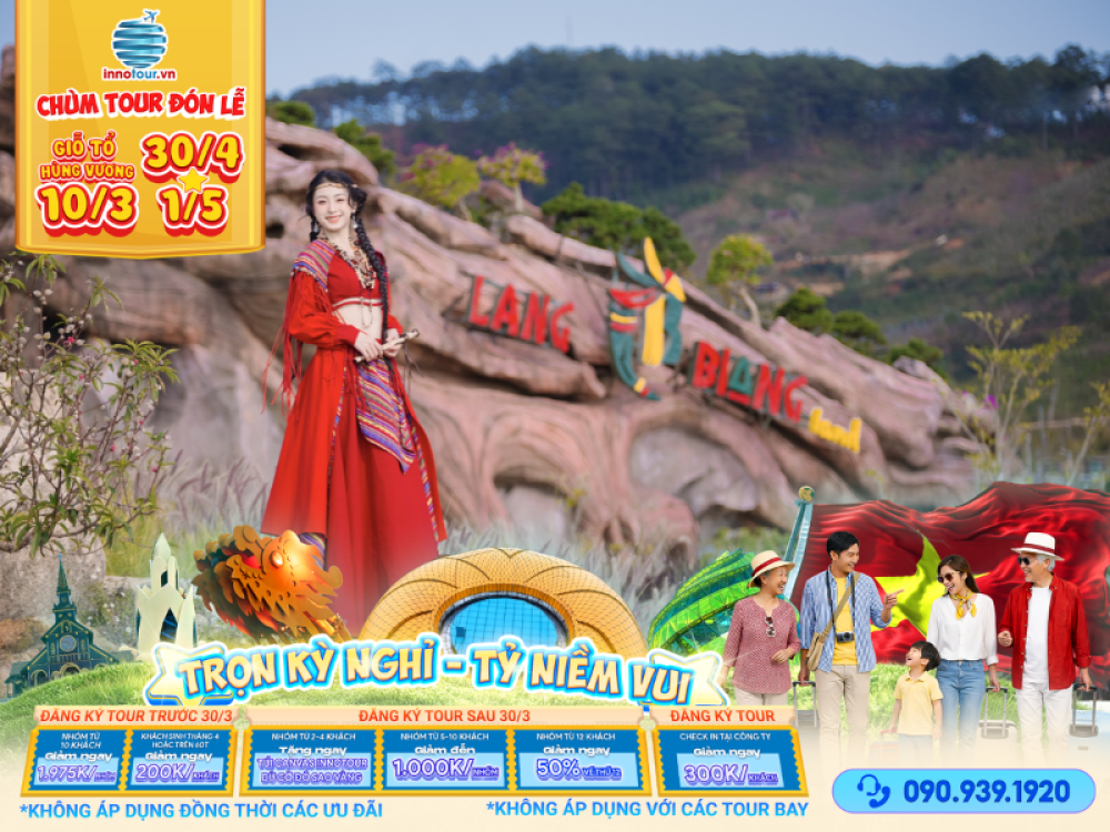 Tour Lễ 30/4 & Giỗ tổ Hùng Vương: Tour Đà Lạt 3N2Đ - Langbiand Land - Suối Mơ - Thác Datanla - Chùa Linh Sơn - Hồ Tuyền Lâm