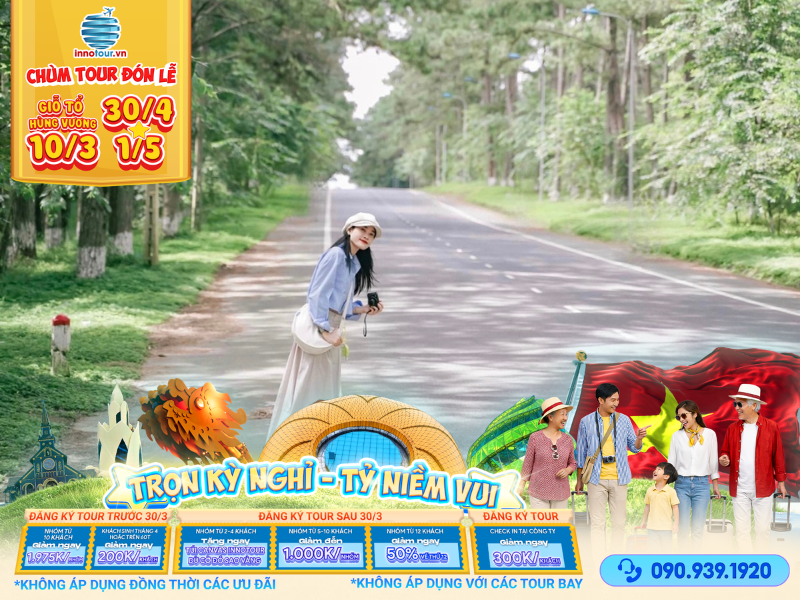 Tour Lễ 30/4 & Giỗ tổ Hùng Vương: Tour Măng Đen - Gia Lai - Buôn Ma Thuột - Chùa Minh Thành - Đức Mẹ Măng Đen 3N3Đ