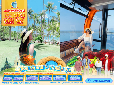 Tour Lễ 30/4: Tour Phú Quốc 3 ngày 2 đêm - Grand World - Dinh Cậu - Hòn Thơm - Buffet Trưa