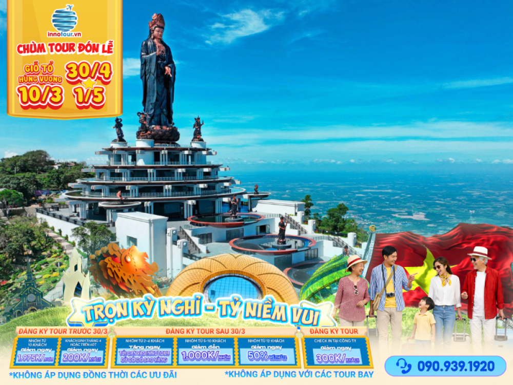 Tour Lễ 30/4: Tour Tây Ninh 2N1Đ - Núi Bà Đen - Cáp Treo Vân Sơn - Chùa Gò Kén