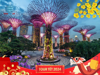 Tour Tết Singapore - Thác Nước Jewel – Gardens By The Bay Chùa Răng Phật - 3N2Đ