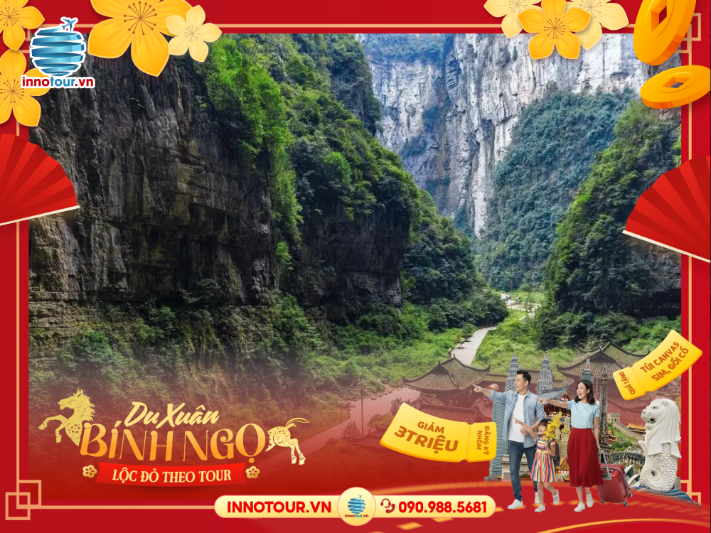 Tour Tết Nước Ngoài 2026: Tour Trùng Khánh - Vũ Long - Thiên Sinh Tam Kiều - Tiên Nữ Sơn 6N5Đ