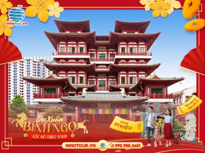 Tour Tết Nước Ngoài 2026: Tour Tết Mono Singapore 3N2Đ - Gardens by the Bay - Chùa Răng Phật