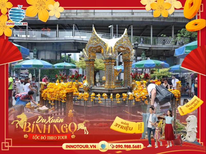 Tour Tết Nước Ngoài 2026: Tour Thái Lan - Bangkok - Pattaya 5N4Đ - Trân Bảo Phật Sơn - Phật Bốn Mặt